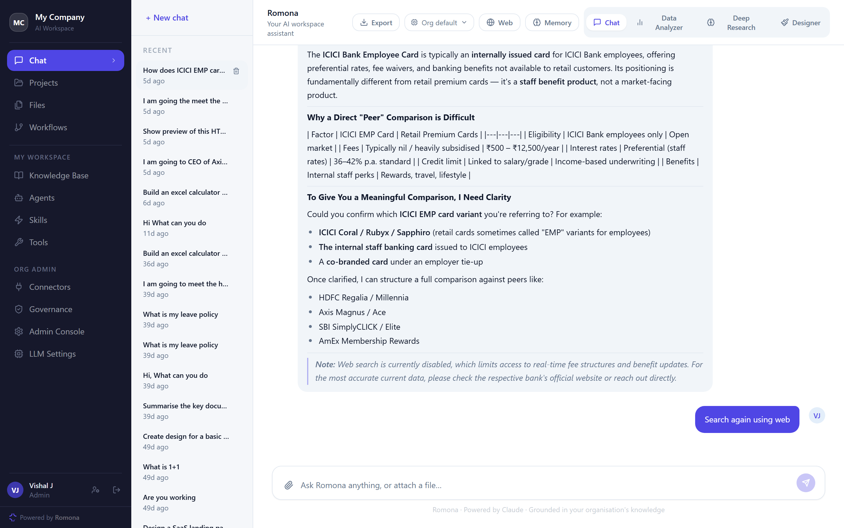 Grounded AI chat